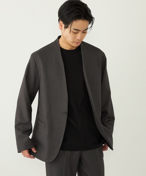 SHIPS Colors:〈手洗い可能〉TR ノーカラー ジャケット(セットアップ