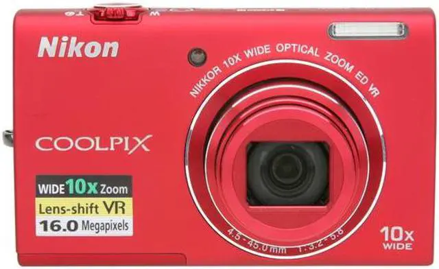 Nikon COOLPIX S6200 Red 16 MP Digital Camera - Newegg.com