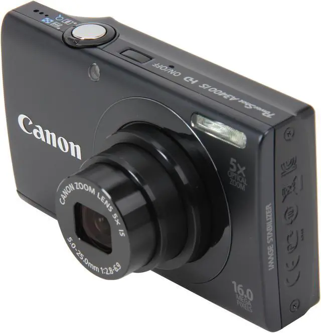 Canon PowerShot A3400 IS Black 16 MP 28mm Wide Angle Digital