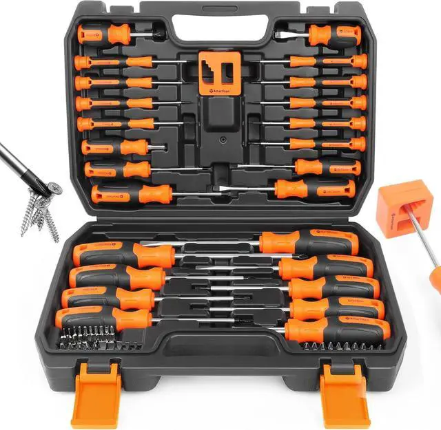 86-Piece Magnetic Screwdrivers Set with Case, Includs Slotted