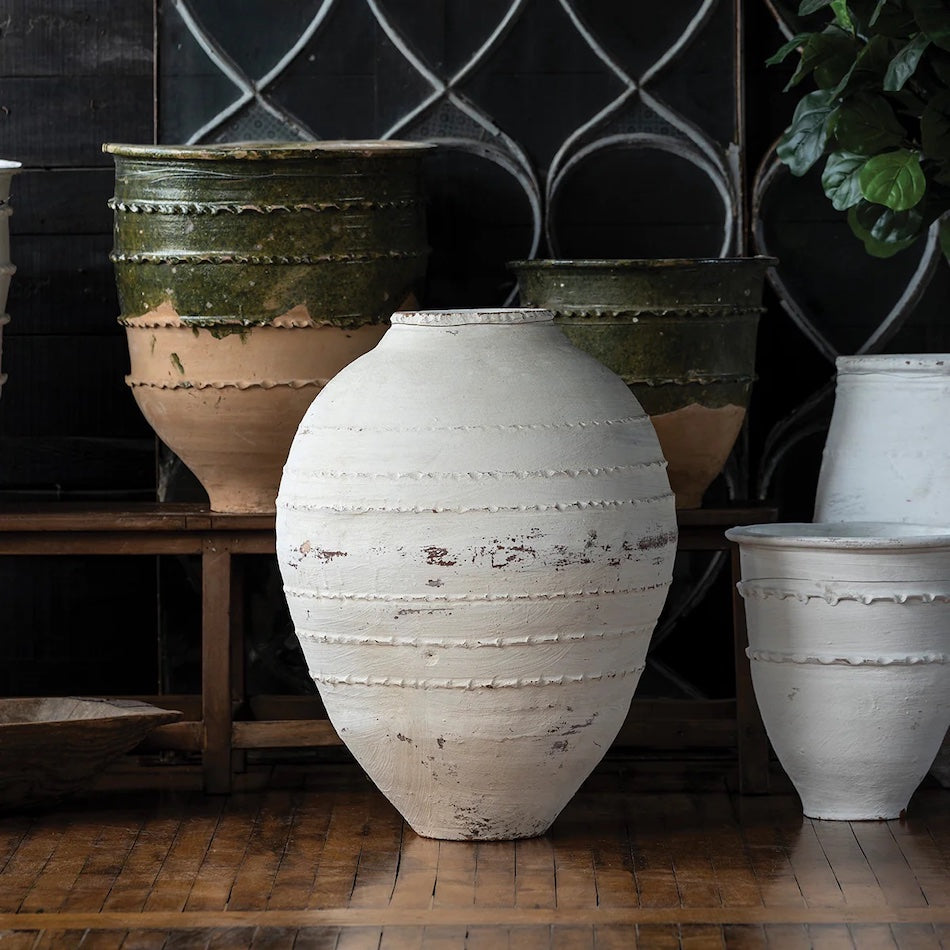 White Antique Olive Jar | Canggu Home