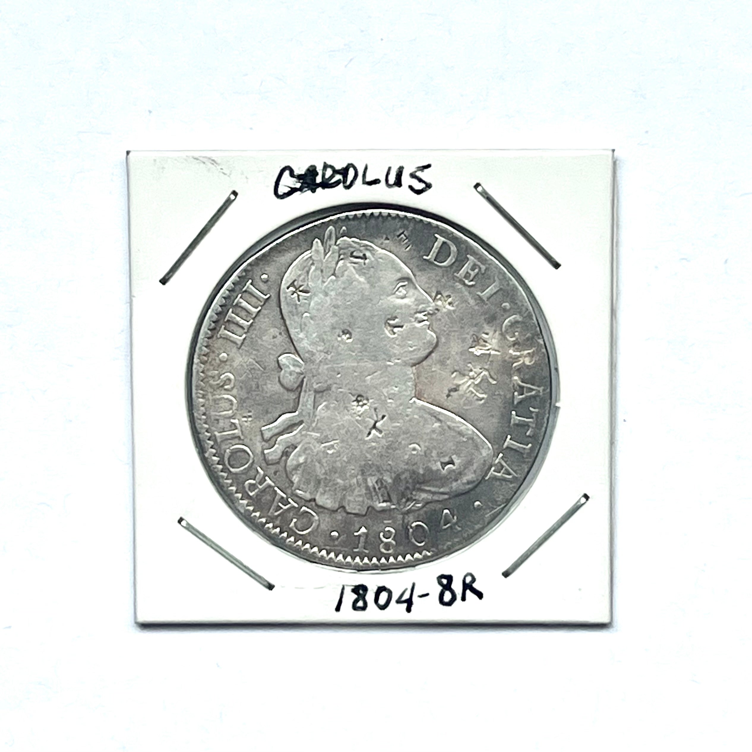 古董中国查理四世西班牙帝国银元“8 枚”（八雷亚尔）硬币，约1804 年