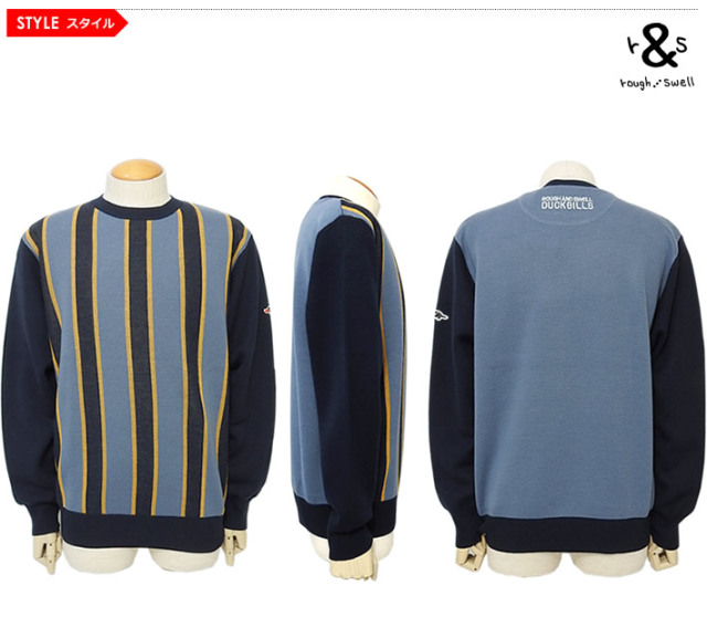 rough&swell［ラフアンドスウェル］WINDSOR CREW/ストライプ12Gウール