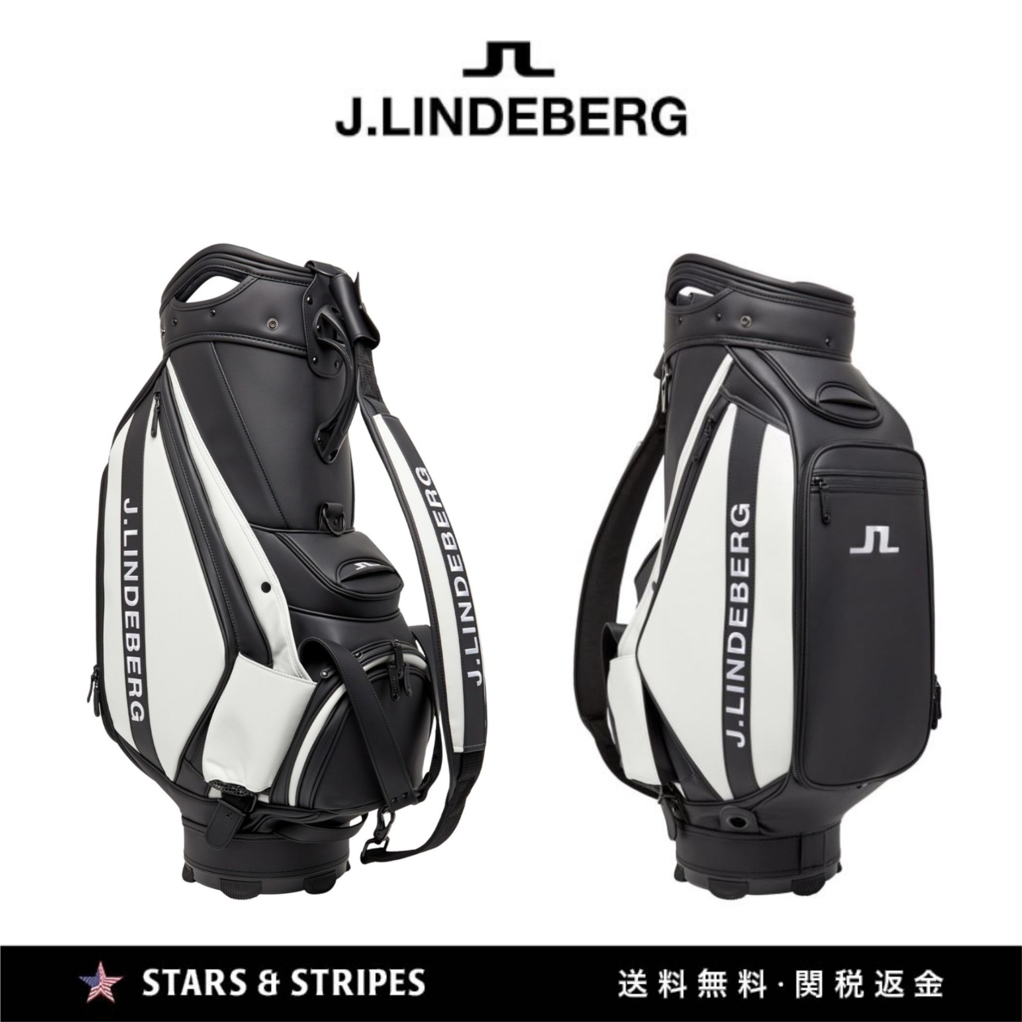 日本未販売【J.Lindeberg】スタッフTOURゴルフバッグBlack&White (J