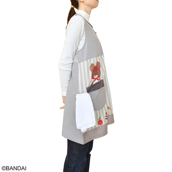 セントレディス くまのがっこうエプロン ストライプグレー ST-IKU0008