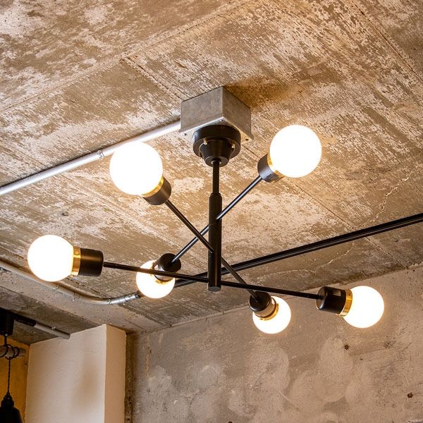 TIC デボン 6灯シーリングライト ブラック TC-1014-BK 1台（直送品