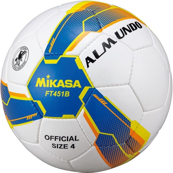 ミカサ サッカー4号（小学生）検定球 手縫いALMUNDO 青/黄FT451B-BLY 2