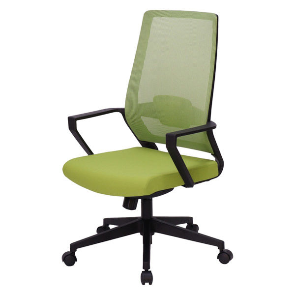 イトーキ WAチェア ブラックフレーム×ライムグリーン 肘付き 1脚