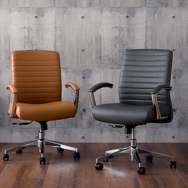 ホームテイスト Granst レザー調 ヴィンテージデスクチェア キャメル