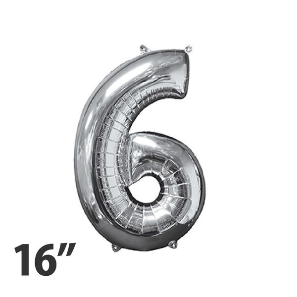Amscan 33086<16.ナンバー 6 シルバーバルーン 数字 風船 0203670236 1