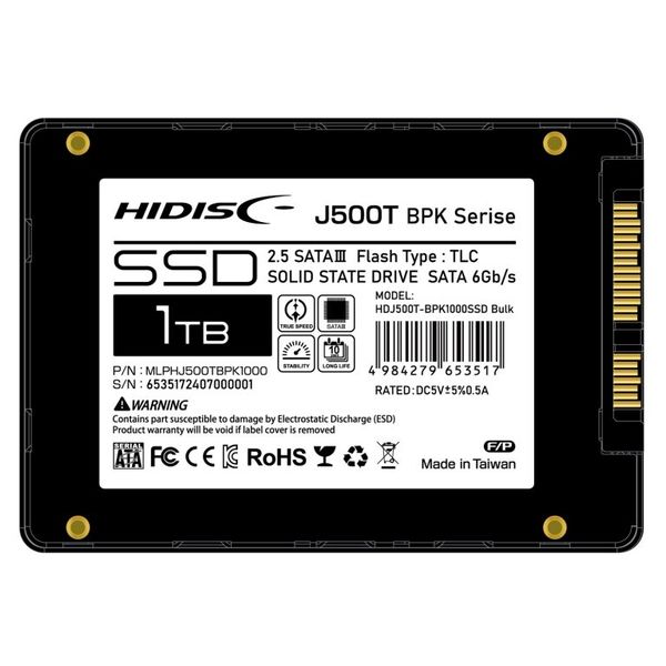2.5インチ SATA3 内蔵用SSD キオクシアNAND固定TLC 1TB HDJ500T