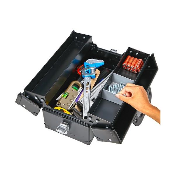 トラスコ中山 TRUSCO 両開きツールボックス 二段式 つや消しブラック