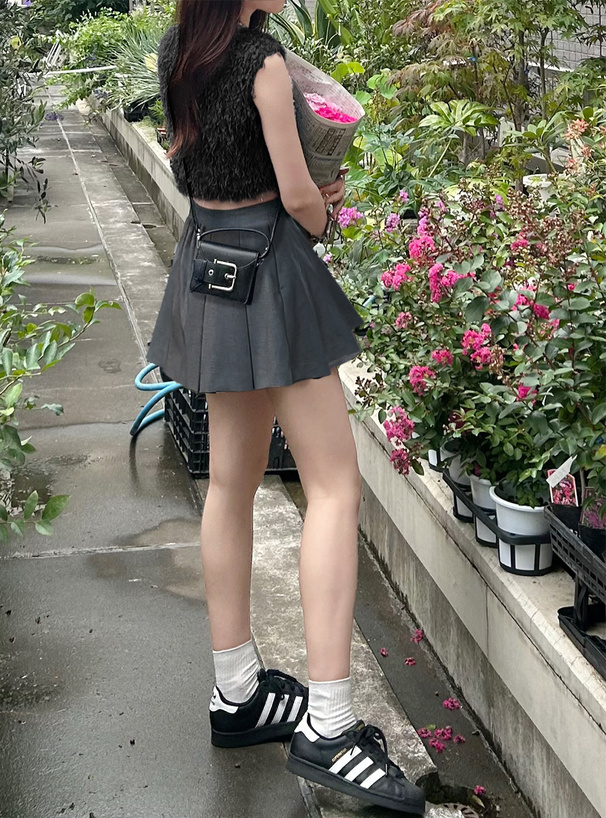 インパン裏地付きボックスプリーツミニスカート[ai72] | レディース