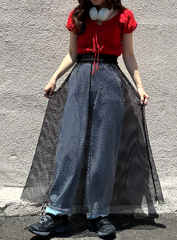 ぺチスカート付きメッシュフレアスカート[gc216] | レディース