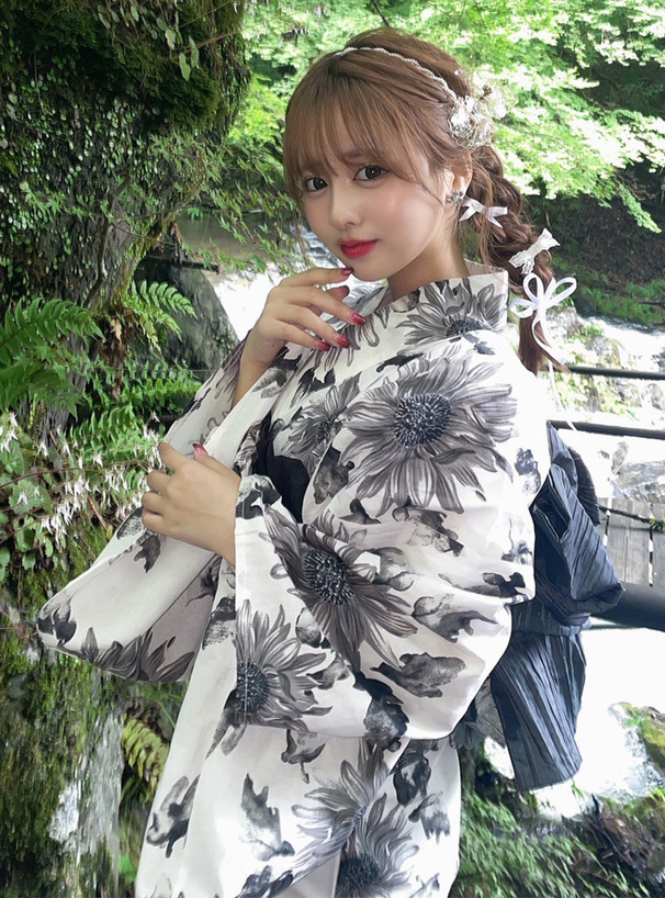 モノトーンひまわり浴衣セット[gi1507] | レディースファッション通販