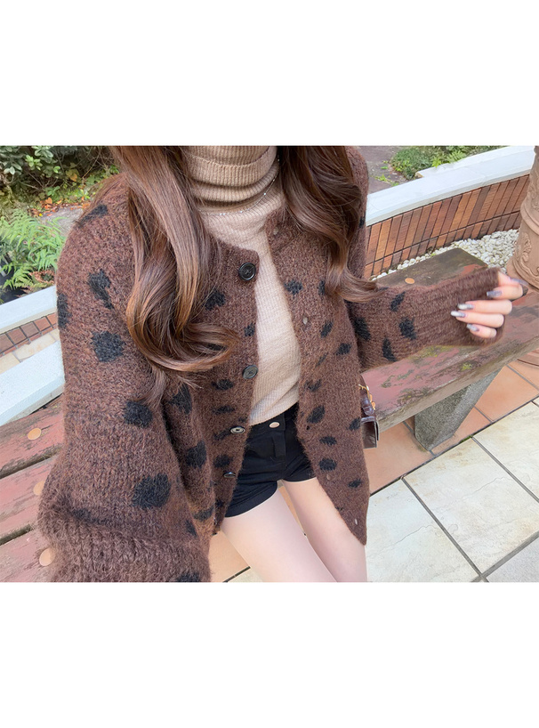 ダルメシアン柄ジャガードニットカーディガン[so16] | レディース