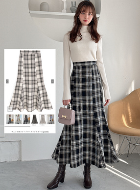 チェック柄ツイードマーメイドスカート[gc230] | レディース