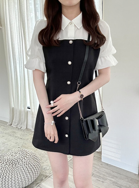 レイヤード風シャツミニワンピース[tg722] | レディースファッション