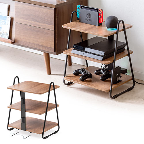 オーディオラック（3段・木製・コンパクト・AV・ゲーム機・ボード