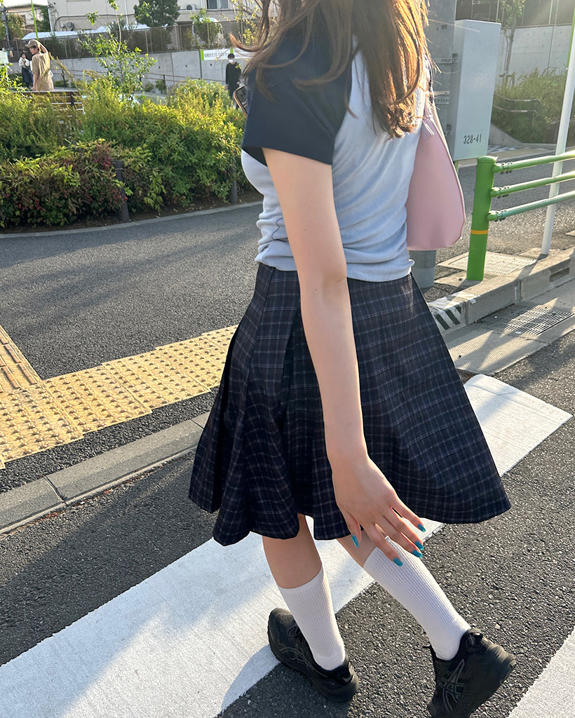 サイドプリーツチェックミディスカート | ファッション通販サイト NUGU