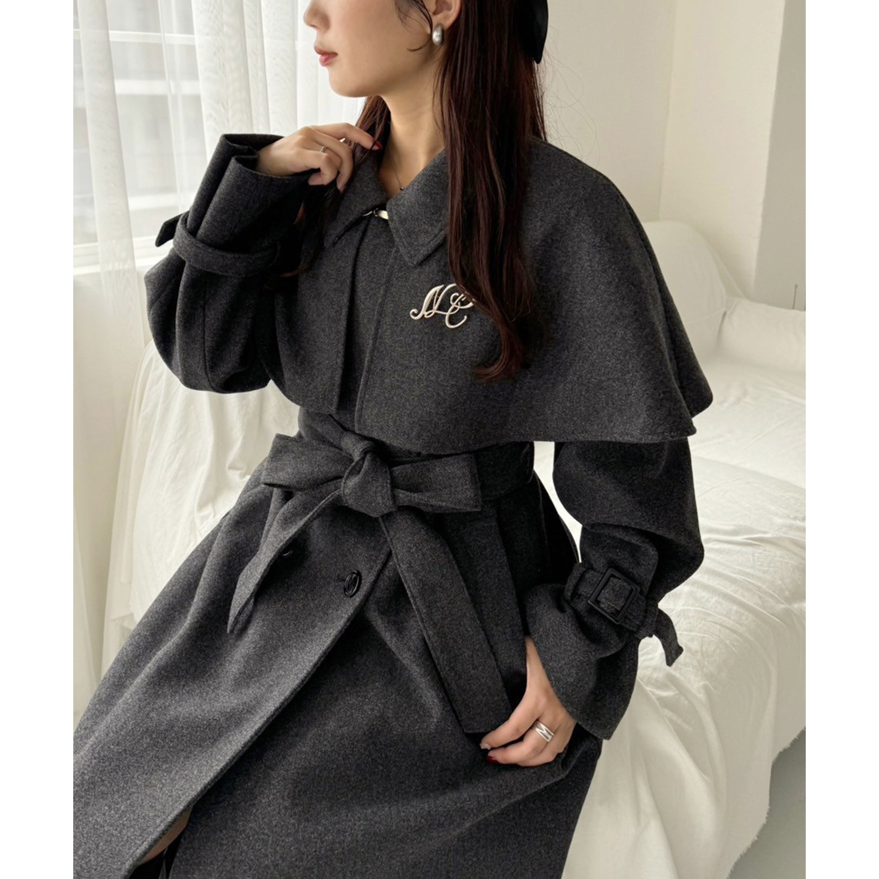 M・Lサイズ展開/ケープ付きマルチロングコート/リバイバル