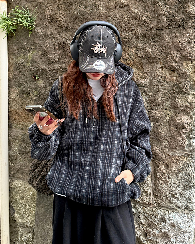 ユニセックス) ルルチェックフリースフード | ファッション通販サイト NUGU