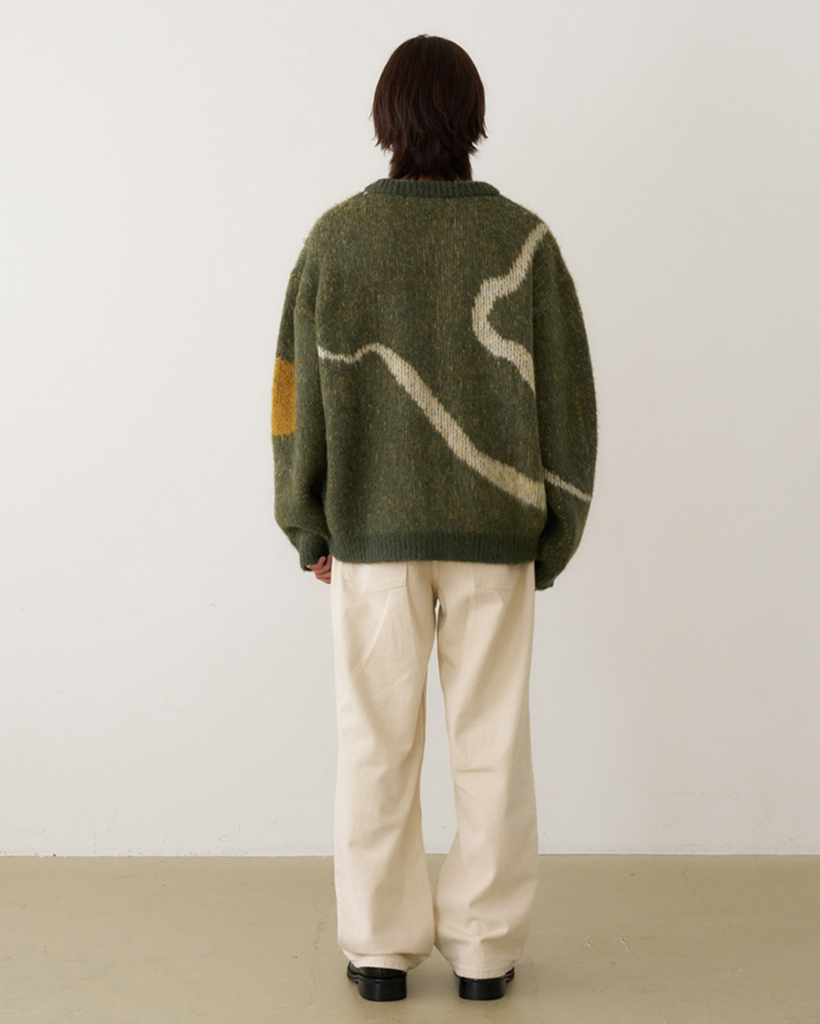 5回再販](ORIGINAL) ラインアートアルパカニット (khaki