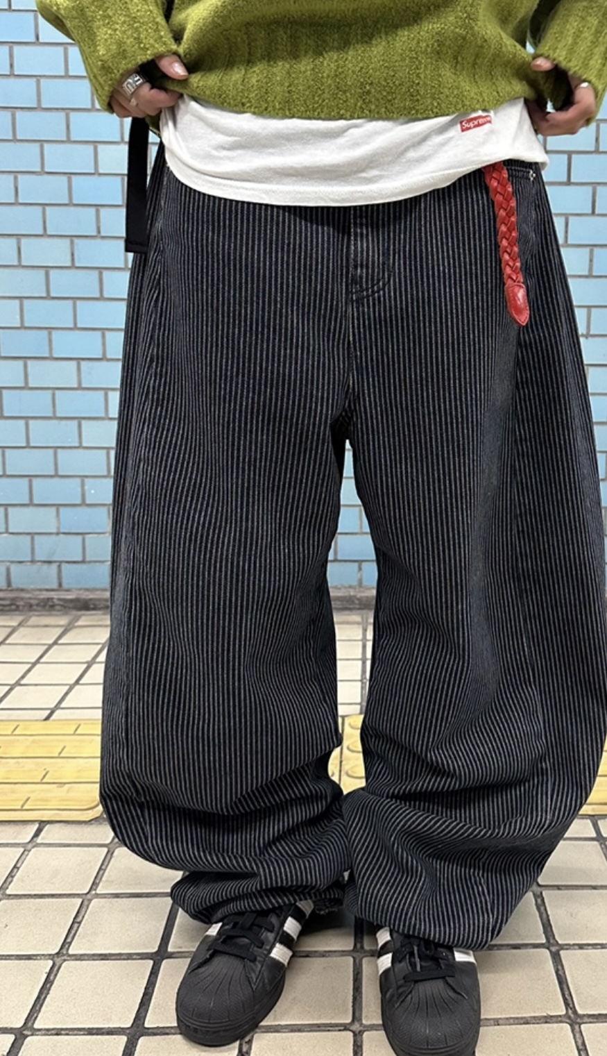 ストライプワイドコットンパンツ | ファッション通販サイト NUGU