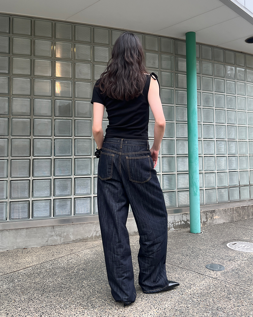 ユニセックス）ストレートリジッドメランジデニムパンツ