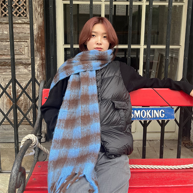 チェック柄ビッグマフラー | ファッション通販サイト NUGU