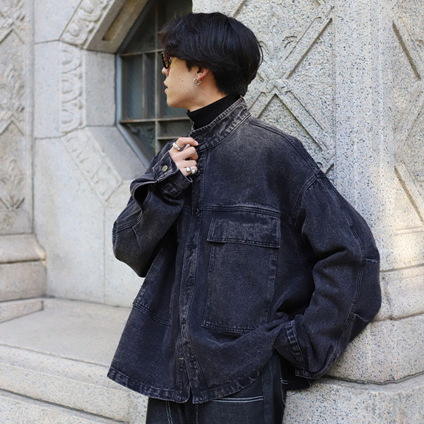 ノーカラーデニムジャケット | ファッション通販サイト NUGU