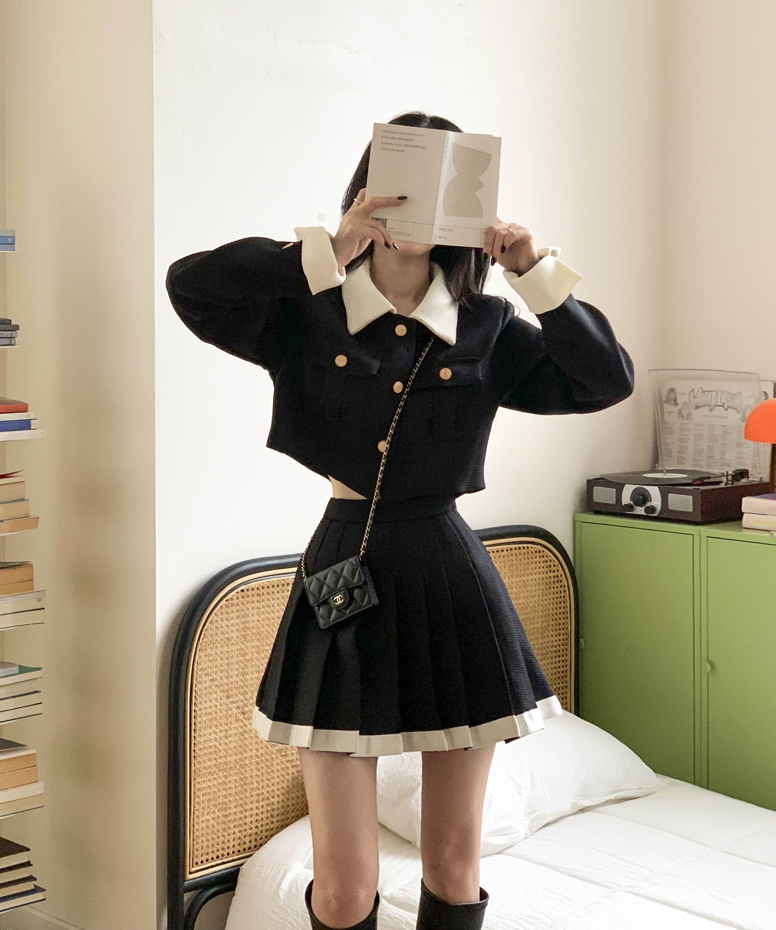 SET] ゴールドボタンジャケット+スカートセット | ファッション通販