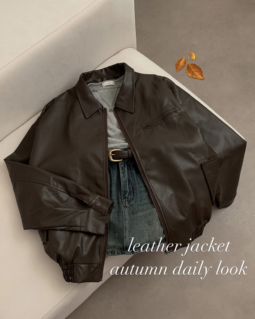 ルーズフィットレザージャケット | ファッション通販サイト NUGU