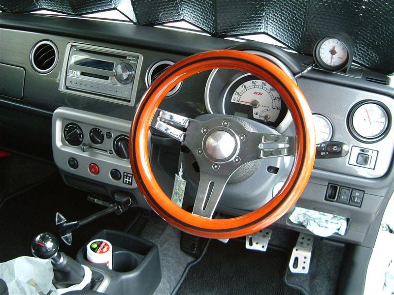 小径ステアリング 290mm ストライプ ウッド ハンドル 旧車 カスタム