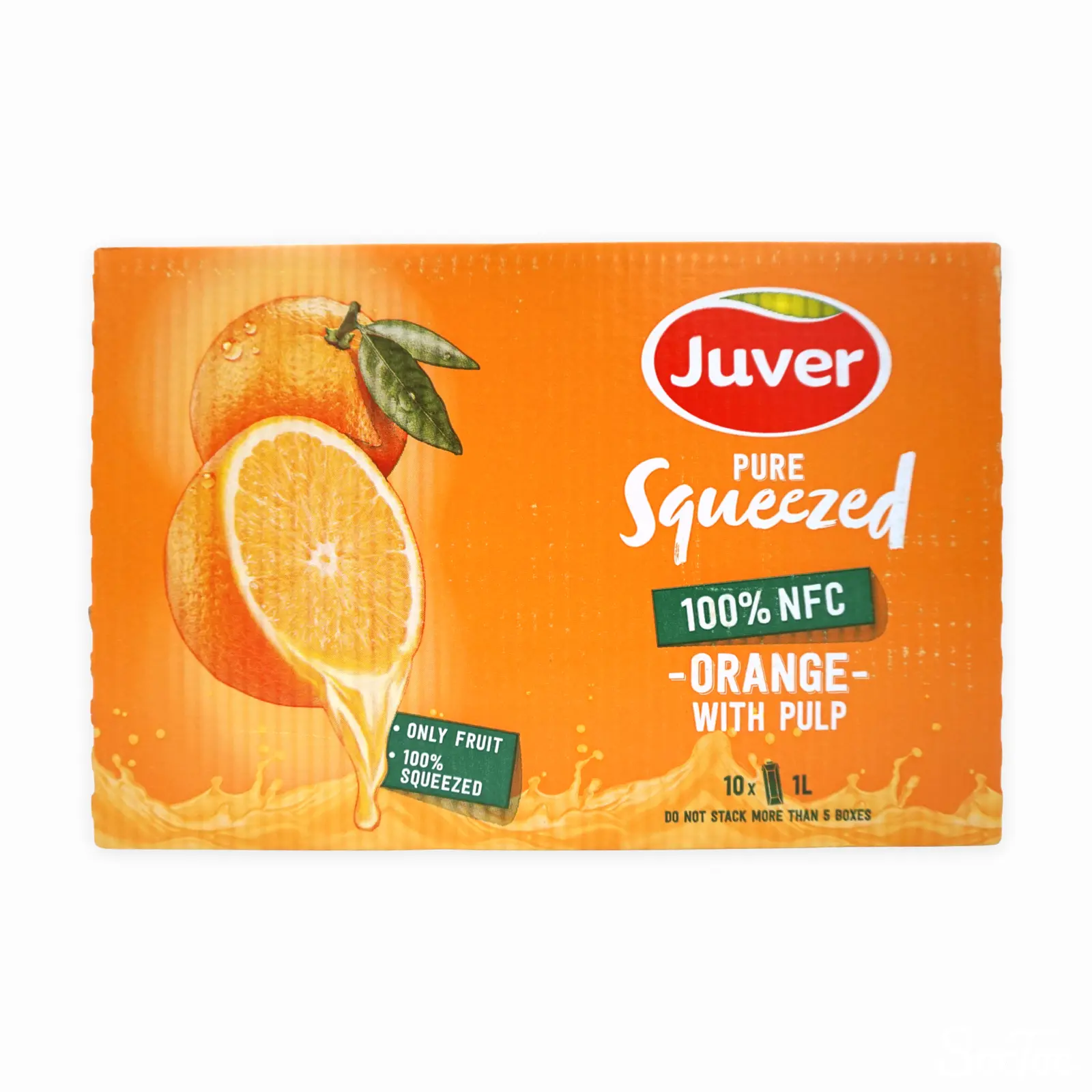 JUVER 100% オレンジジュース （ストレート） 1L x 10本 果粒入り