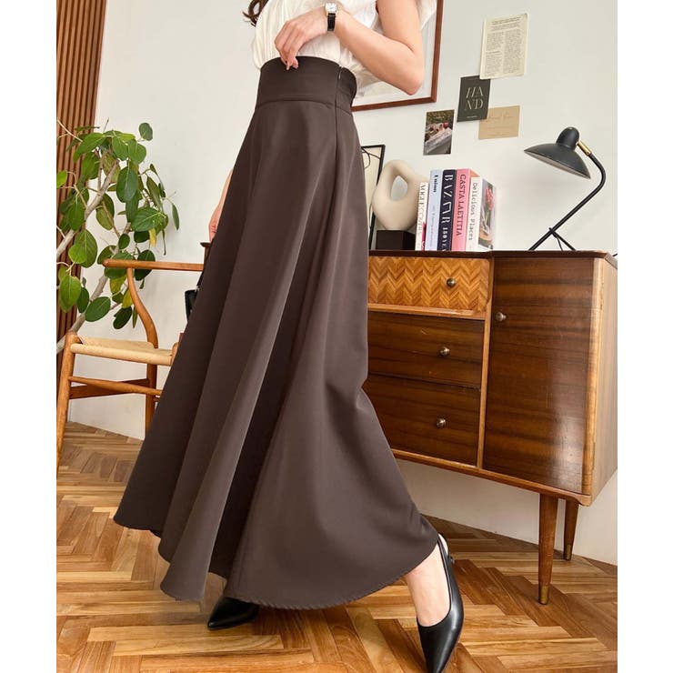 ハイウエストボリュームフレアスカート カットジョーゼット[品番