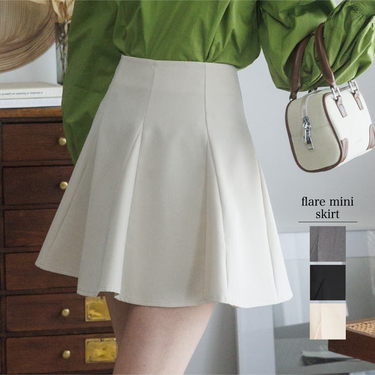 インパン裏地付きフレアミニスカート ミニ丈 フレアスカート[品番