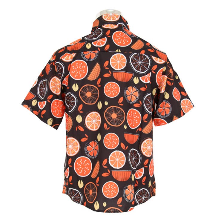 柄シャツ オレンジ柄 半袖シャツ[品番：DCTW0004129]｜Decorative