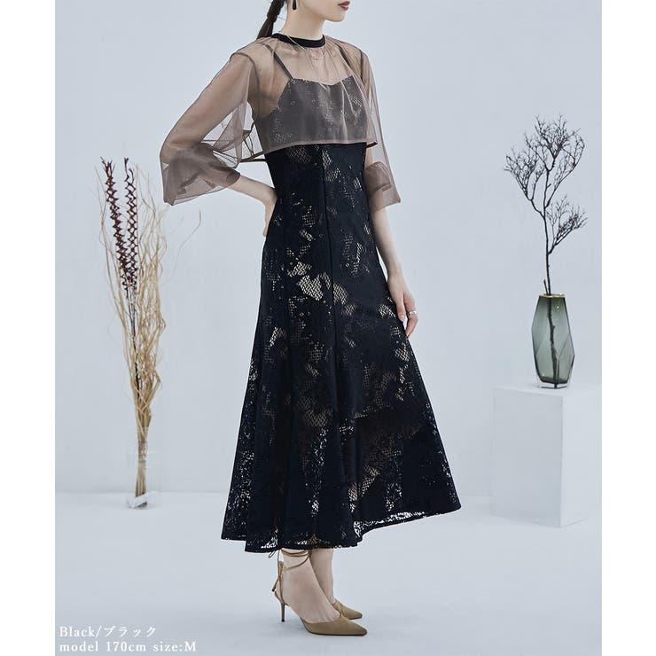 etoll エトル 3wayシフォンボレロ&レースキャミドレス[品番