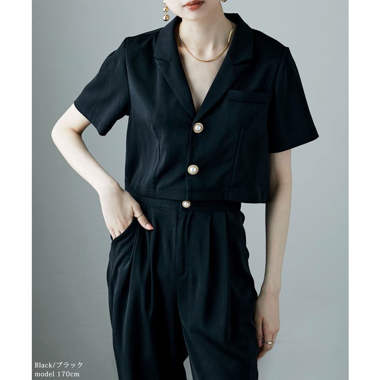 etoll エトル 3piecesジャケット＆パンツセットアップドレス[品番