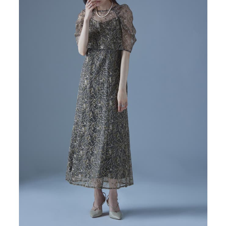 etoll エトル 刺繍レースレイヤードドレス[品番：FT000009321