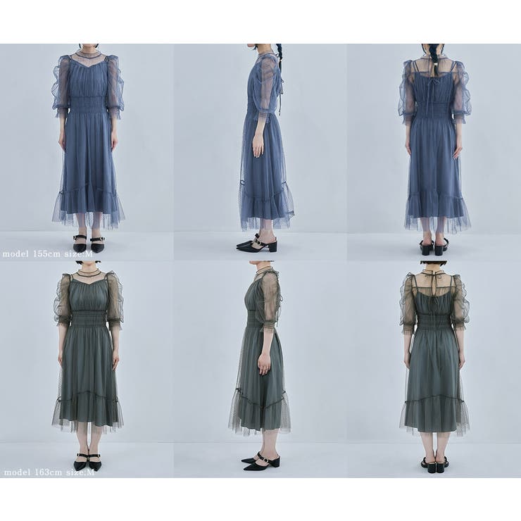 etoll エトル ドットチュールレイヤードドレス[品番：FT000007217