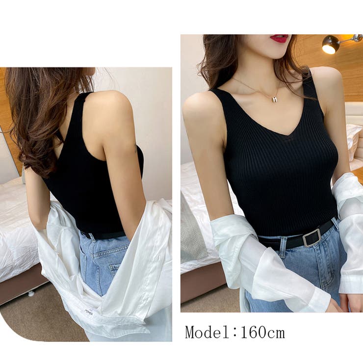 タンクトップ Vネック サマーニット[品番：AGCW0001099]｜SUNSHINE