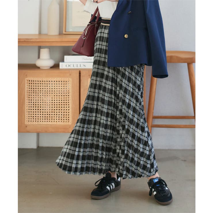 ウエストラインゴムチェックスカート［M4164］[品番：KO000014931