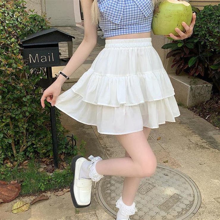 ダブルフリルフレアミニスカート 春 夏[品番：SHNW0011030]｜Sibra