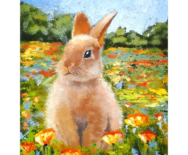 ロシア うさぎの絵 アニマル オリジナルアート うさぎ ウォールアート