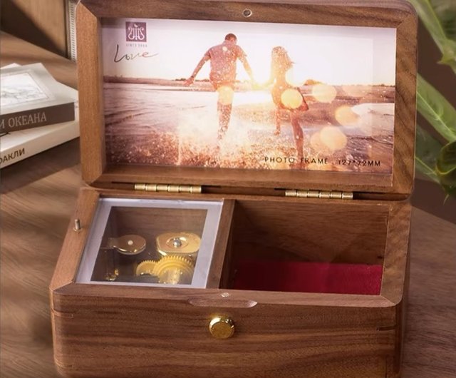 木製オルゴール オルゴール カスタム写真ガール ガールフレンド記念日