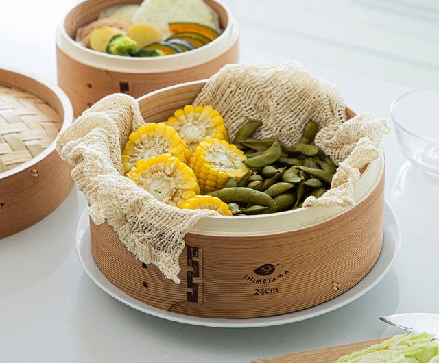 22%OFF】台湾 日本霜山 竹製蒸し器セット（2段1蓋）-24cm 霜山