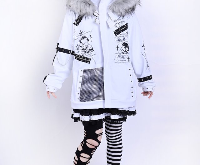 Taiwan Visual kei punk rock frigid relic wing motif fur trim