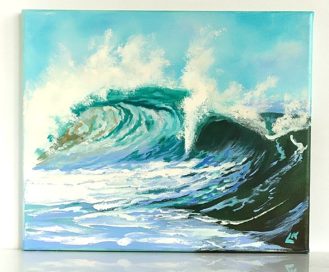 送料無料】ブルガリア ビッグウェーブ油絵 海景アート 海の波の絵 風景